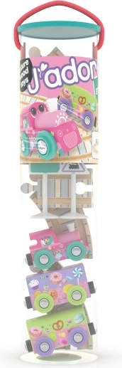 Set de tren de madera con vías para niñas, 15 piezas