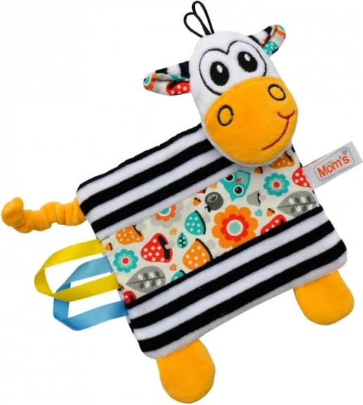 Cebra de peluche con etiquetas