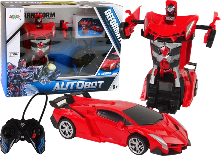 Coche-robot transformable con control remoto, rojo