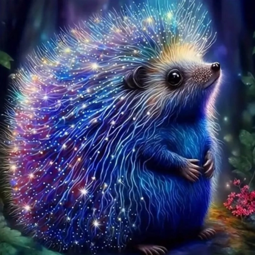 Pintura con diamantes erizo colorido 30 × 40 cm