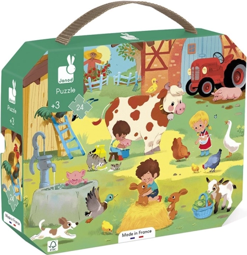 Janod puzzle en maletín – día en la granja, 24 piezas