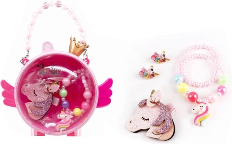 Bolso infantil con bisutería y unicornio