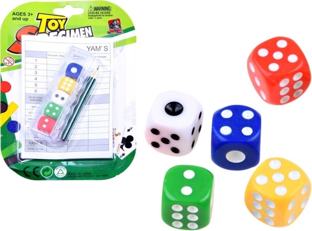 Dados de juego de colores con bloc de puntuación y lápiz (5 uds)
