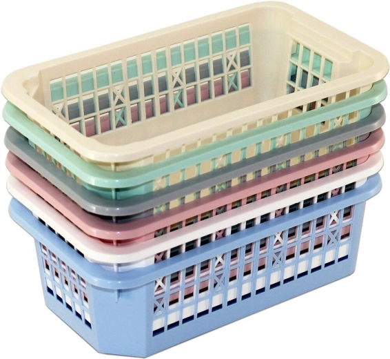 Cesta de plástico apilable grande 30 × 21 × 12 cm, mezcla de colores