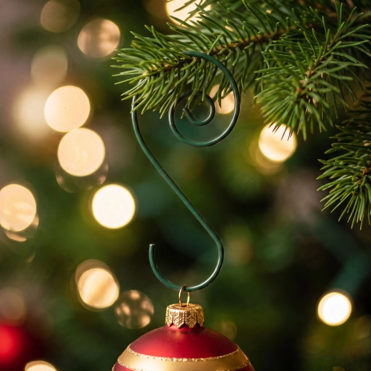 Ganchos espirales verdes para adornos navideños - 40 unidades