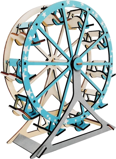 Rompecabezas 3D de madera rueda de la fortuna turquesa