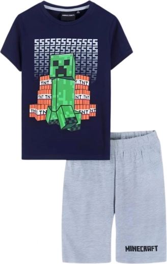 Pijama de Minecraft azul marino y gris