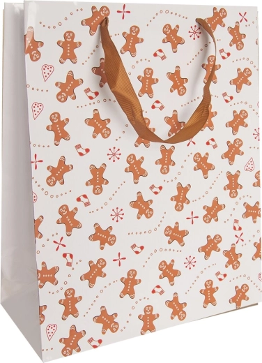 Bolsa de papel de regalo con motivo de pan de jengibre 26 × 12 × 32 cm