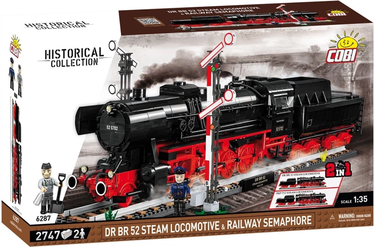 Cobi DR BR 52 locomotora de vapor y señal ferroviaria 2 en 1 a escala 1:35