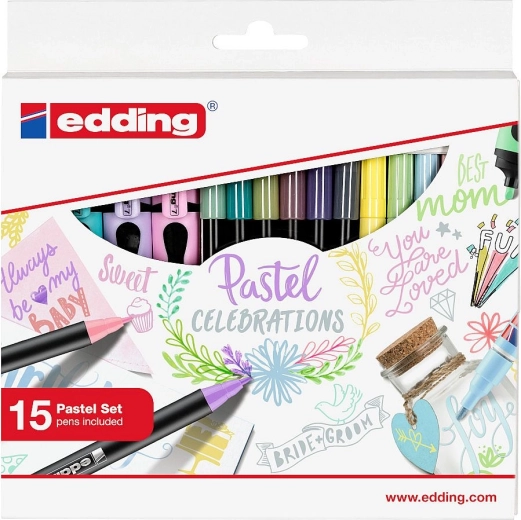 Set de regalo de rotuladores y marcadores pastel EDDING, 15 uds.
