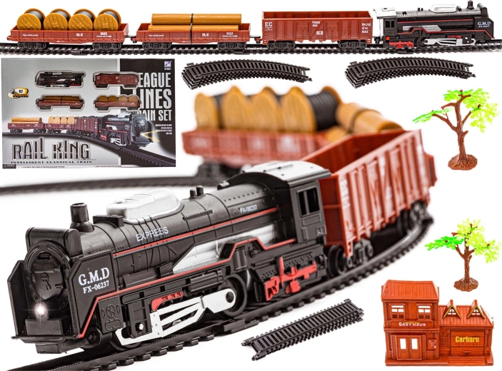 Ferrocarril realista Rail King – locomotora de vapor y 3 vagones