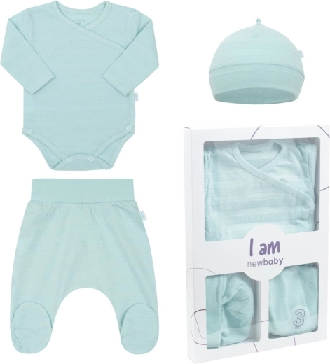 Conjunto infantil de 3 piezas para el hospital New Baby I AM azul, talla 62 (3–6 meses)