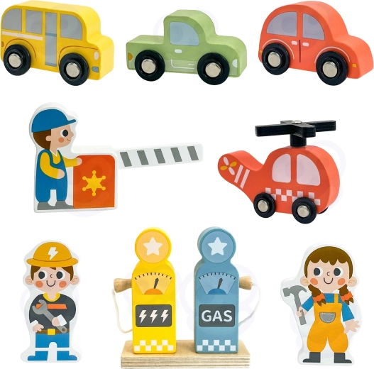 Conjunto completo de vehículos y figuras