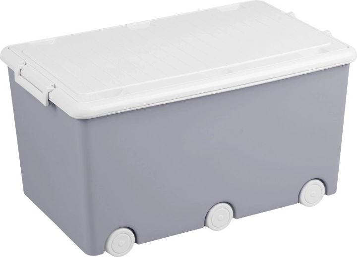 Caja multifuncional para juguetes con ruedas Tega gris