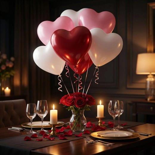 Set de globos en forma de corazón rojos, blancos y rosas – 10 unidades