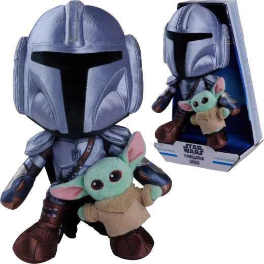 Set de peluche Disney Star Wars Mandalorian y Grogu 25 cm y 7 cm