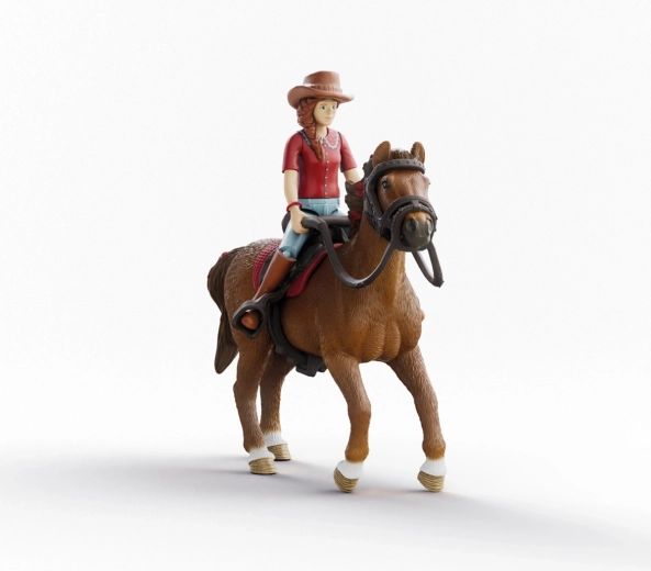 Schleich Horse Club Hannah y el caballo Cayenne – figura articulada de jinete y caballo castrado