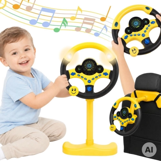 Volante infantil interactivo Woopie con luces amarillo - 1 unidad
