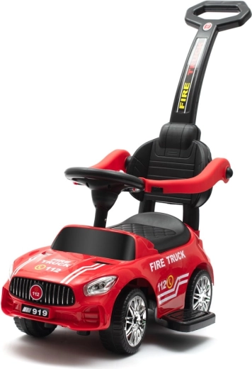 Correpasillos infantil con barra de empuje BABY MIX bomberos, rojo