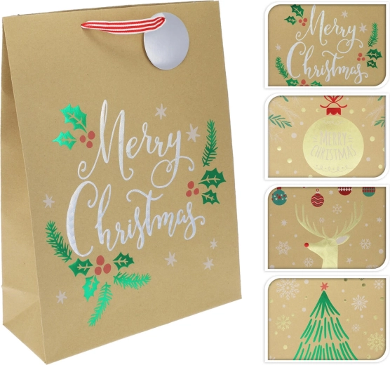 Bolsa de regalo de papel XL con mezcla navideña de diseños 40 × 30 × 10 cm