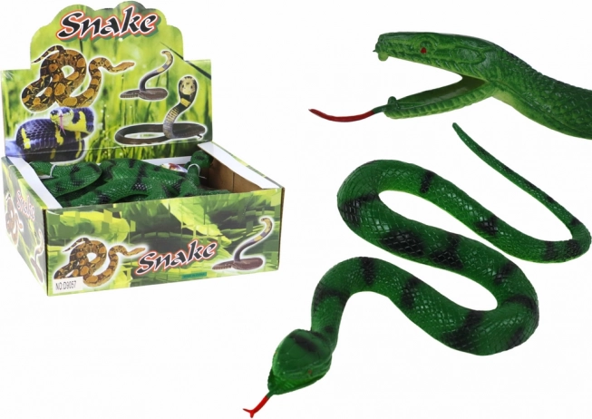 Serpiente de goma verde con manchas negras