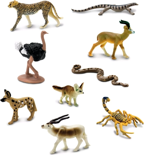 9 mini figuras de animales saharianos en un solo tubo