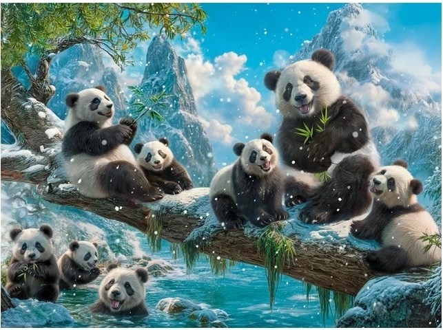 Puzzle Diversión invernal de pandas 2000 piezas CASTORLAND