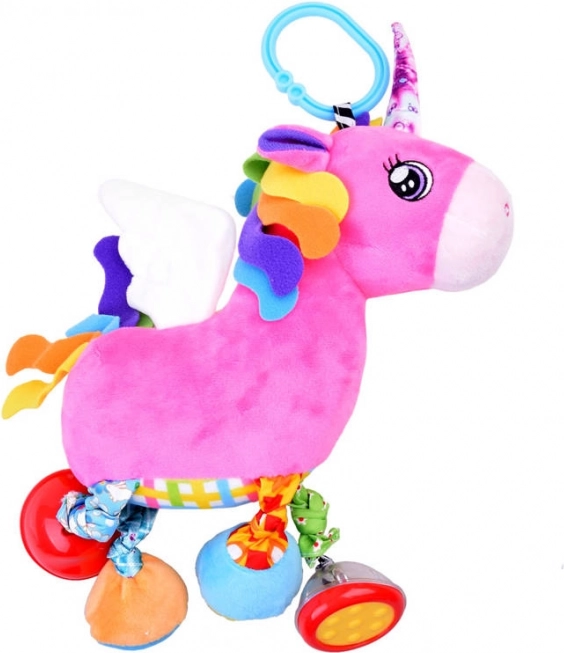 Juguete colgante de peluche unicornio con sonajero para cochecito