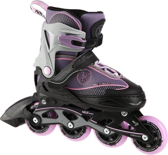 Patines en línea NILS Extreme gris-rosa, ajustables – L