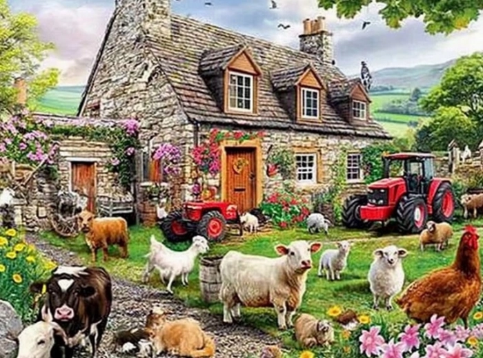 NORIMPEX pintura de diamantes casa rural 30 × 40 cm