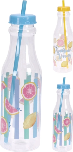 Botella para beber con pajita 650 ml – mix de motivos veraniegos