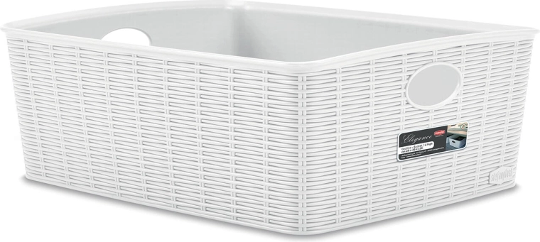 Cesta de almacenamiento Elegance de plástico blanca 36 × 29 × 13 cm