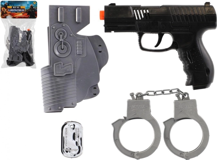 Set militar de pistola de plástico de fricción con accesorios