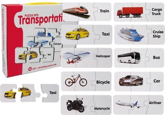 Puzle educativos de transporte – 10 parejas