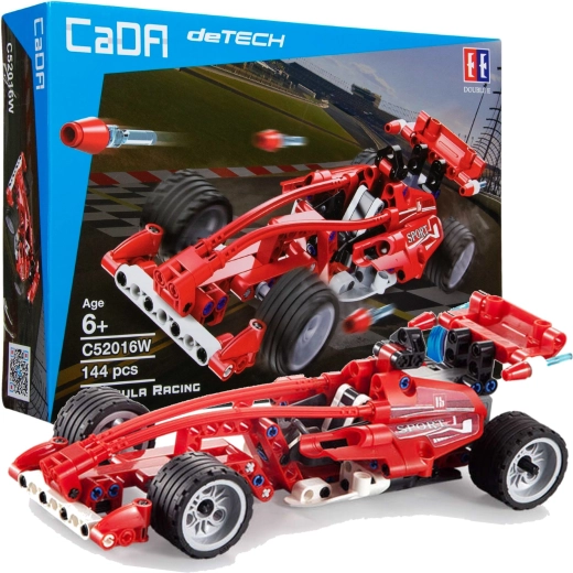 Juego de construcción CADA coche de carreras Formula Racing 23 cm – 144 piezas con propulsión de retroceso (pull-back)