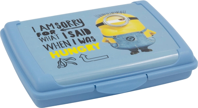Caja para merienda Minions con cierre a clic 17 × 13 × 3,5 cm azul