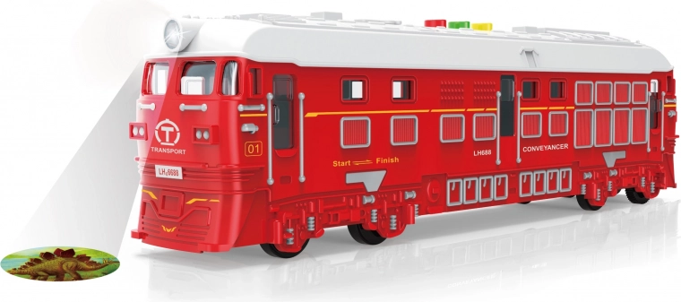 Tren de fricción con proyección y efectos, rojo 33 cm