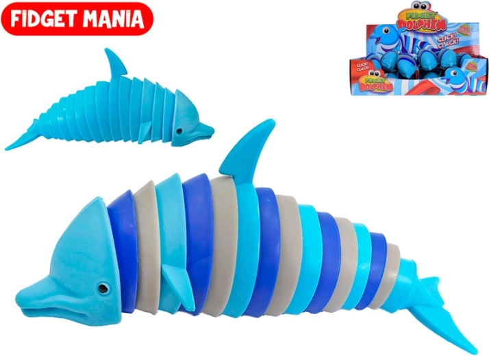 Juguete antiestrés fidget delfín y tiburón clic clac 17 cm