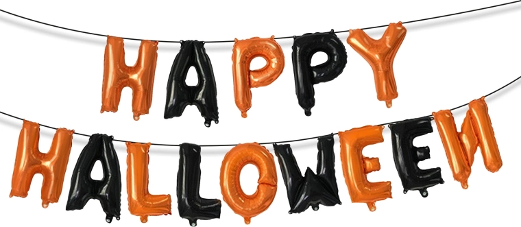 Set de globos de látex para Halloween Happy Halloween con cinta de fijación