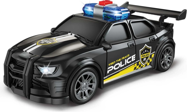 Coche de policía con efectos luminosos y sonoros de 16 cm