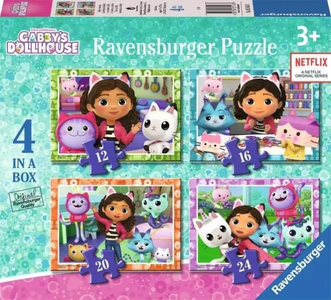 Puzzle 4 en 1 La casa de muñecas de Gabby 12/16/20/24 piezas