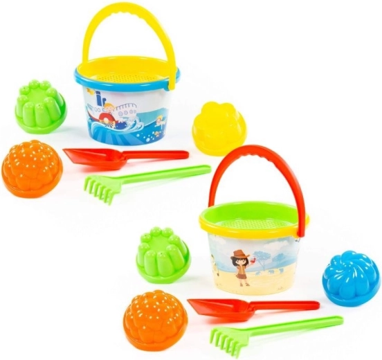 Juego infantil de arena con cubo con estampado 7 piezas