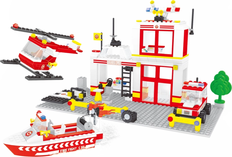 Juego de construcción compatible Bloxo estación de bomberos 368 piezas