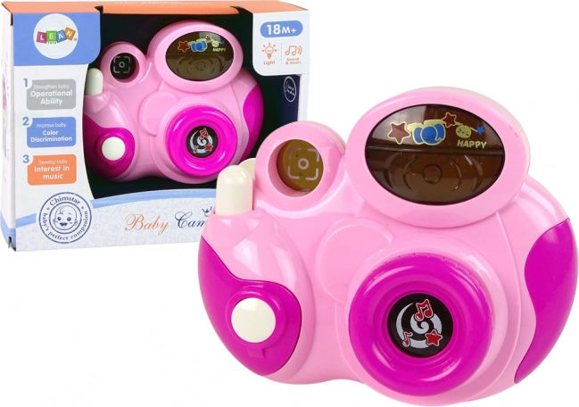 Cámara de fotos infantil interactiva con luces, sonidos y melodías – rosa