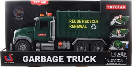 Camión de basura a pilas con contenedor funcional