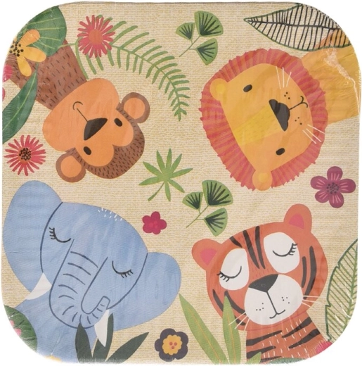 Platos de fiesta de papel Jungle 23 × 23 cm, 10 uds