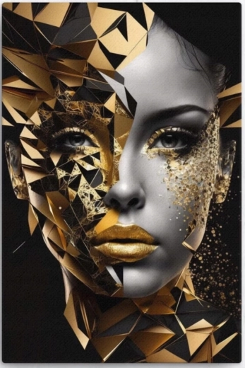 Norimpex pintura con diamantes mujer en oro 30 × 40 cm
