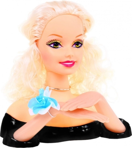 Cabeza de muñeca para peinar y maquillar para niños 3+ con set de accesorios – Rubia