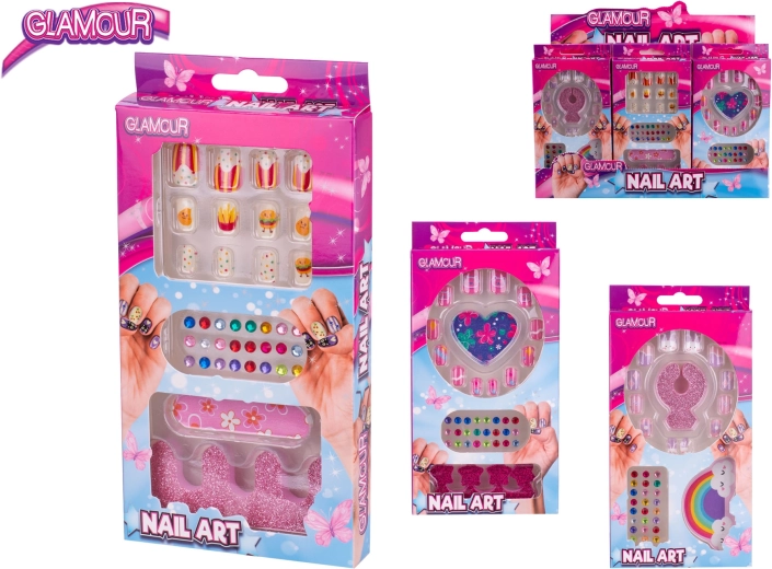 Set Glamour de uñas adhesivas para niños con diamantes y accesorios