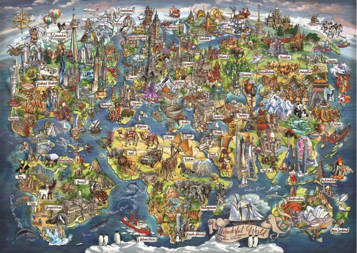 Puzzle ANATOLIAN mapa del mundo increíble 3000 piezas